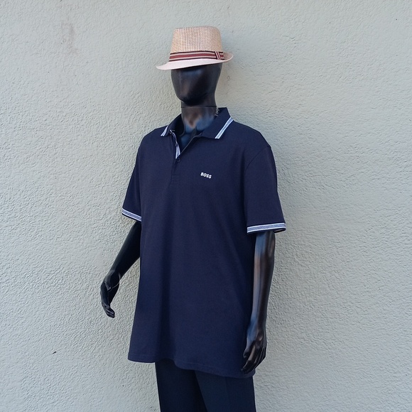 BOSS, HUGO BOSS (PERU) MEN'S LUXURY BLACK POLO W/CONTRASTING COLLAR/SLEEVES - Picture 8 of 16